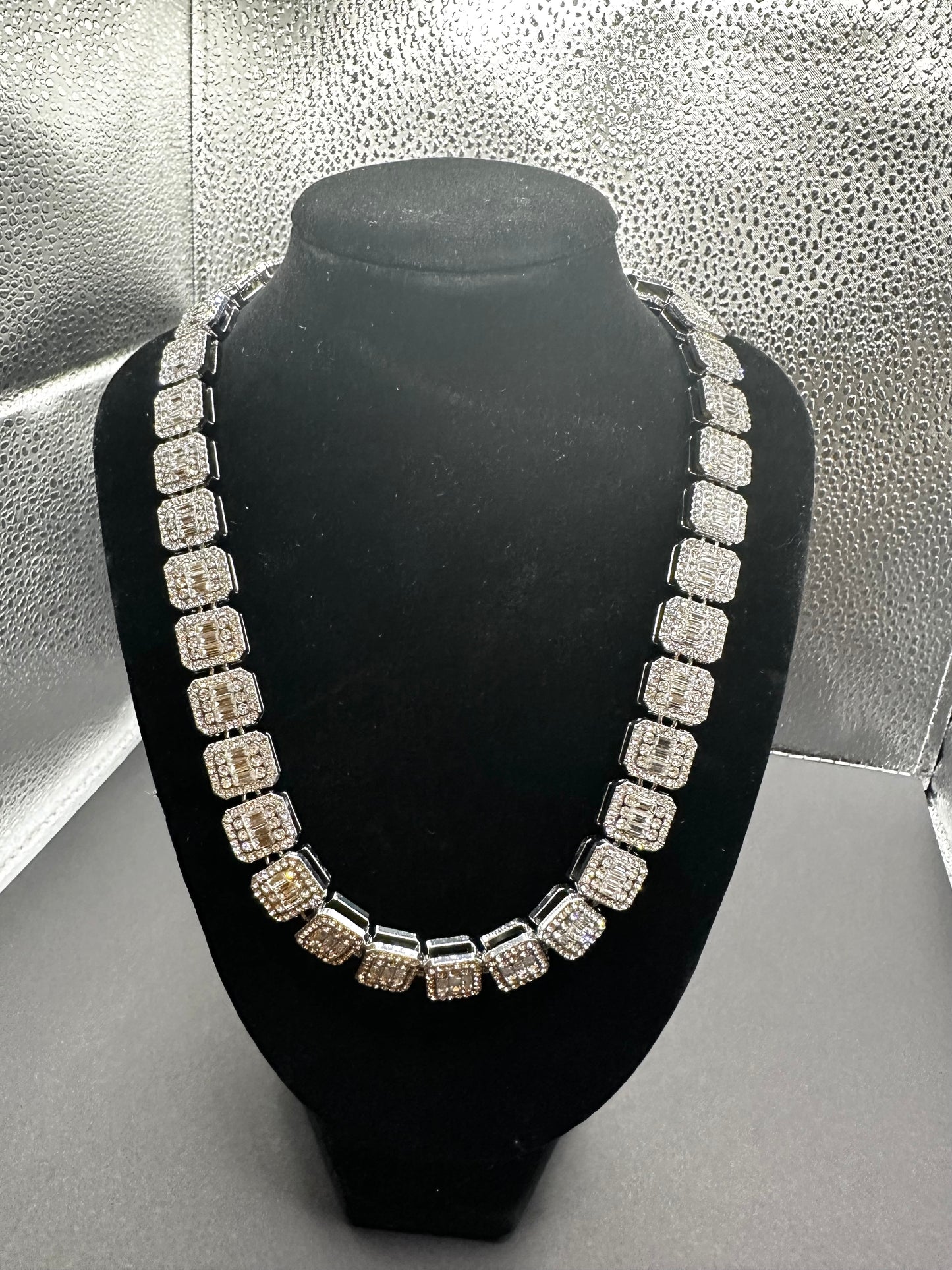 Square Clustered Tennis Necklace