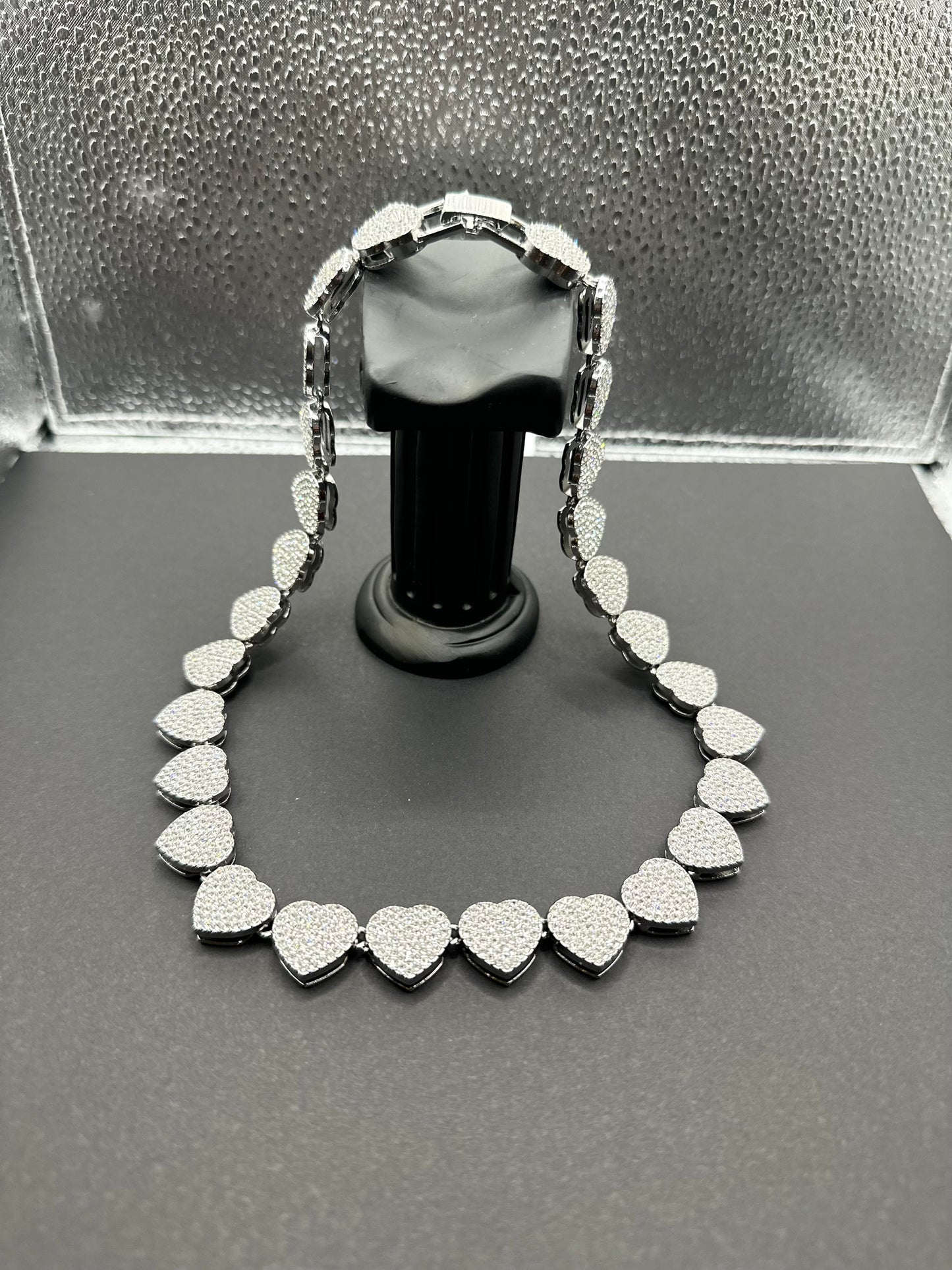 Heart Clustered Tennis Necklace