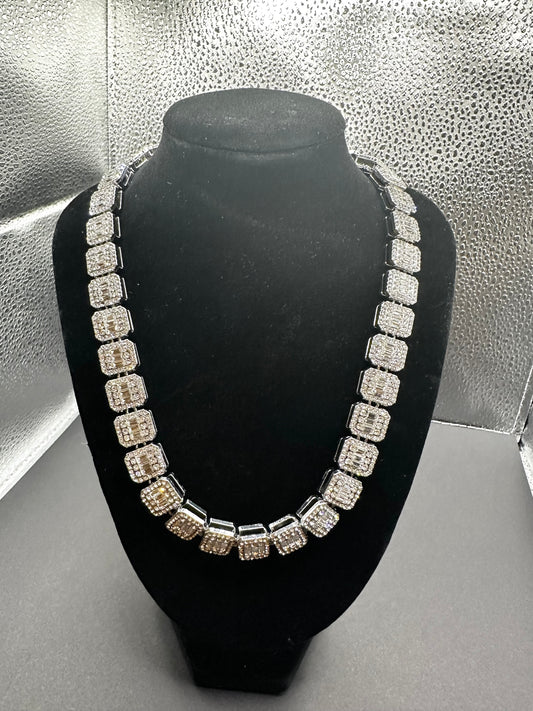Square Clustered Tennis Necklace