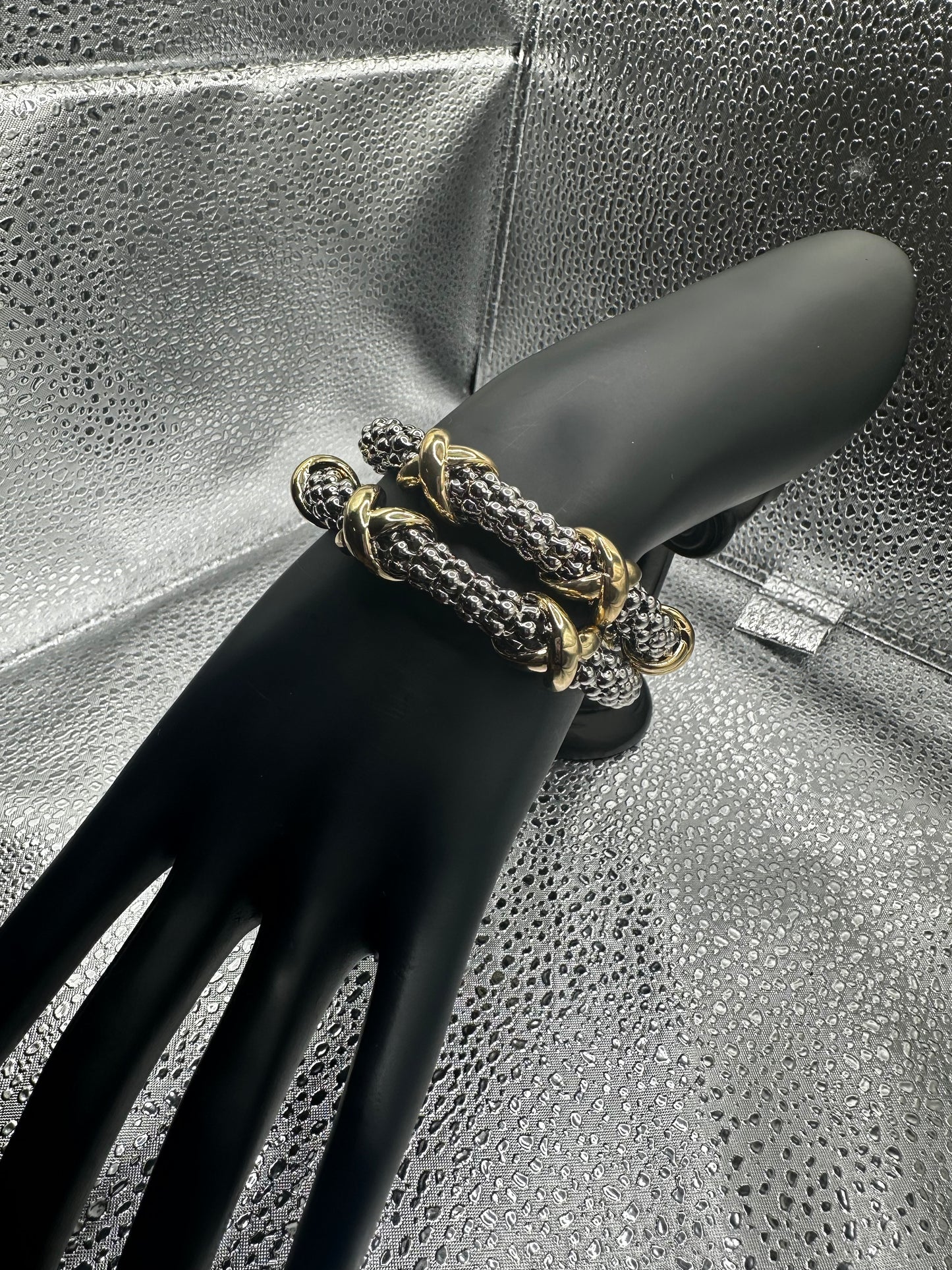 Silver Twisted Bracelet w Gold accents