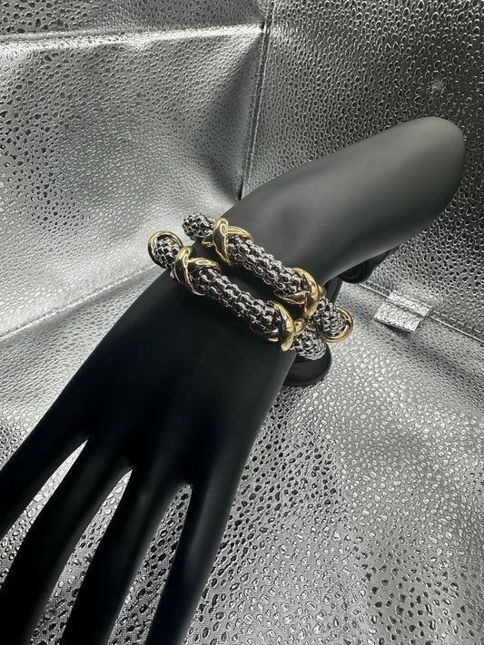 Silver Twisted Bracelet w Gold accents